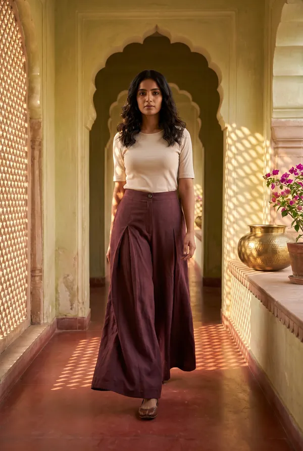 On-model AI photoshoot frame rendered from a flat-lay reference